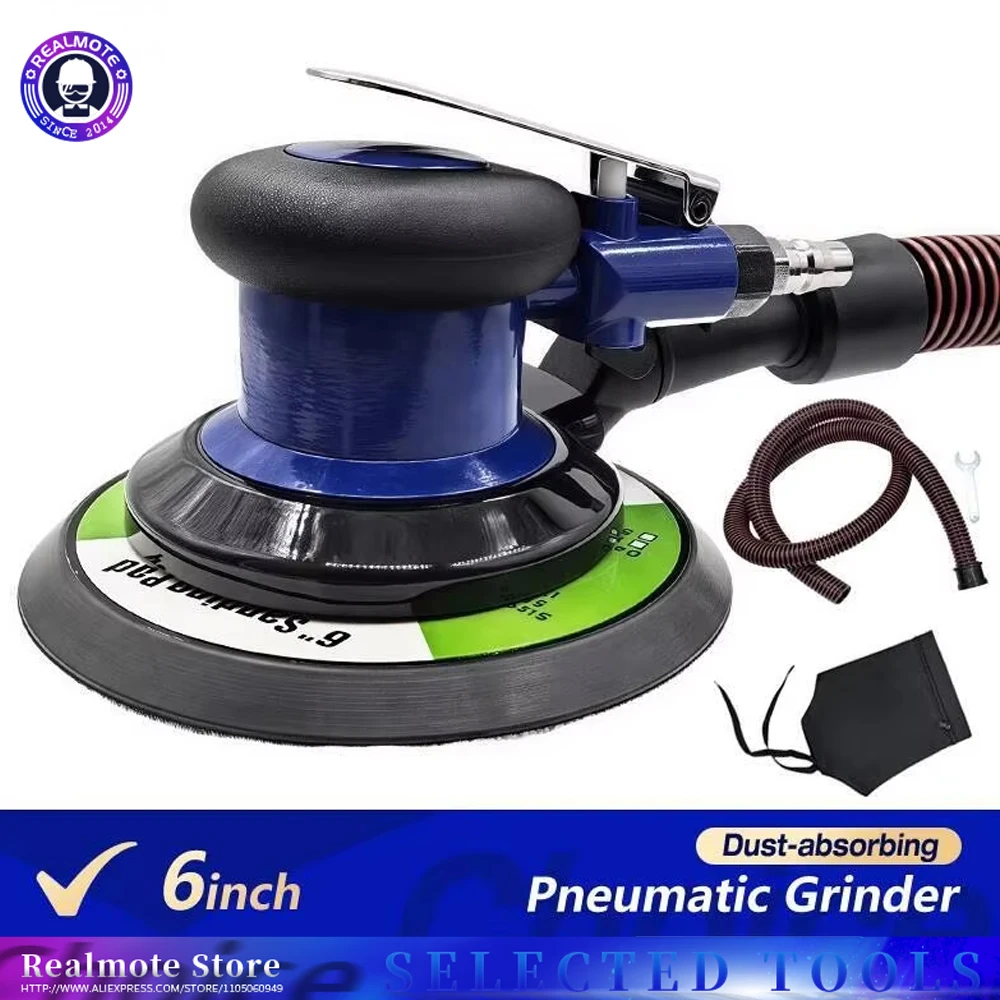 Professional Pneumatic Air Sander 6-Inch Dual-Action Orbital Tool High Performance for Auto Body Refinishing Wood Furnitur