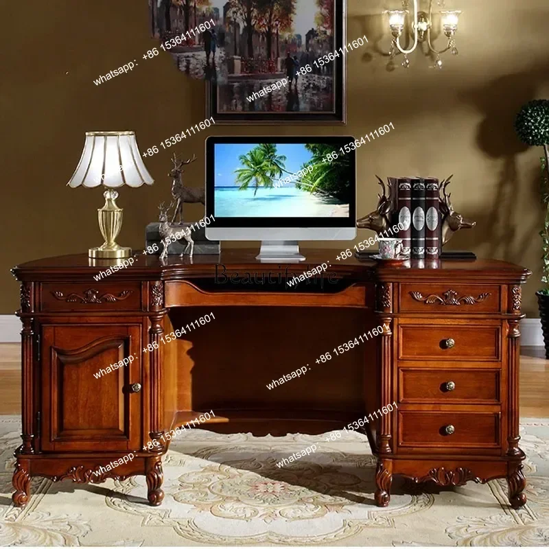 

yj5American semicircular desk household solid wood European boss office desk