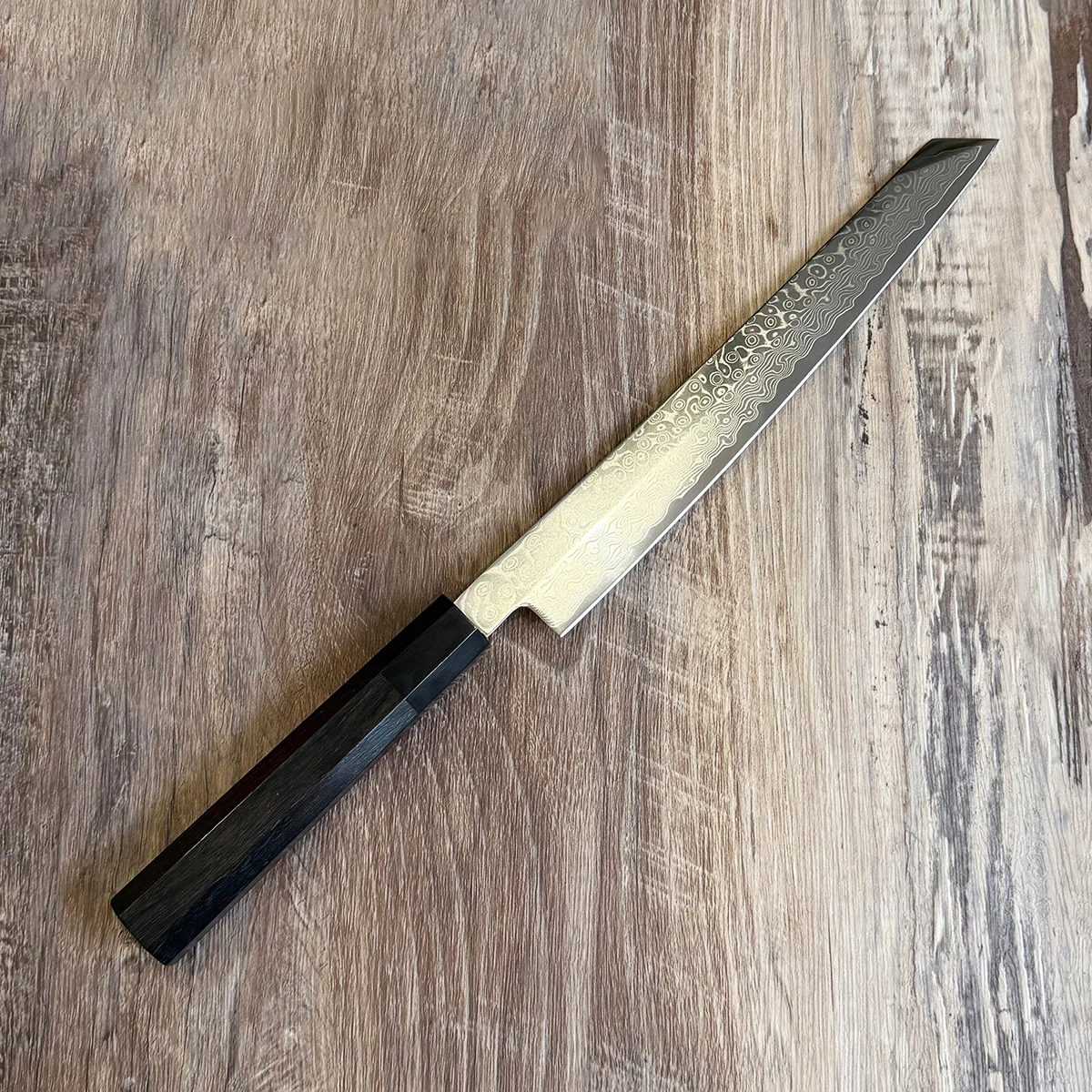 Sashimi Knife Single-edged Blade VG10 Damascus Steel Chef Cleaver Slicing Sushi Kiritsuke Kitchen Knife Ebony & Ox Horn Handle