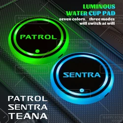 7 Colorful LED For Teana Patrol Sentra Logo Car Water Cup Mat Drink Holder Coaster Light Decorative Accessories