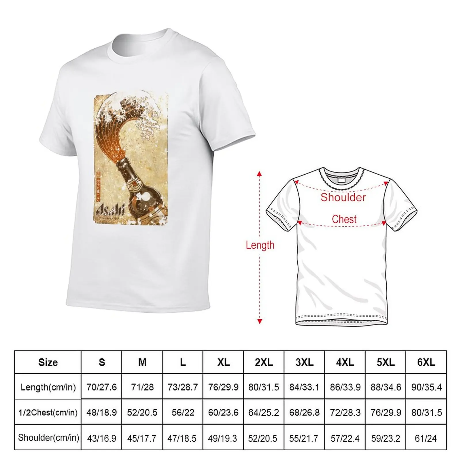 New Asahi Japanese Beer Waves Vintages T-Shirt summer tops sweat shirts quick-drying t-shirt Men's cotton t-shirt