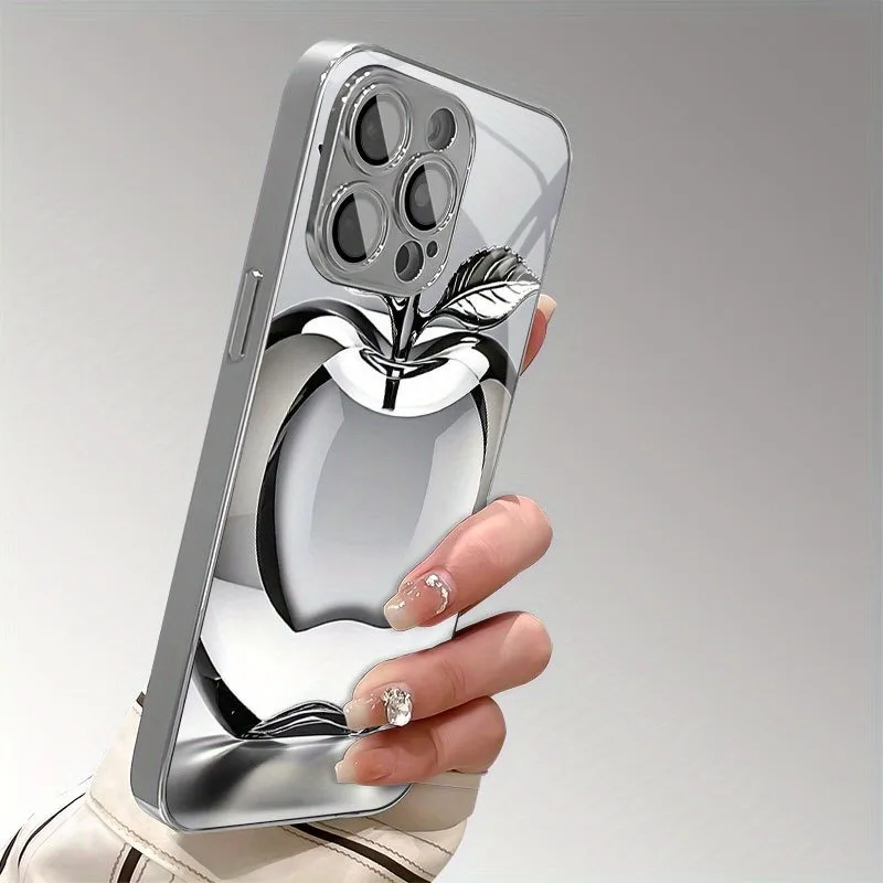 Przezroczyste etui na telefon z kryształkami, wzór Apple, szkło galwanizowane, do iPhone 17 16 15 14 13 12 Pro Max Plus 16E 17 Air Cover