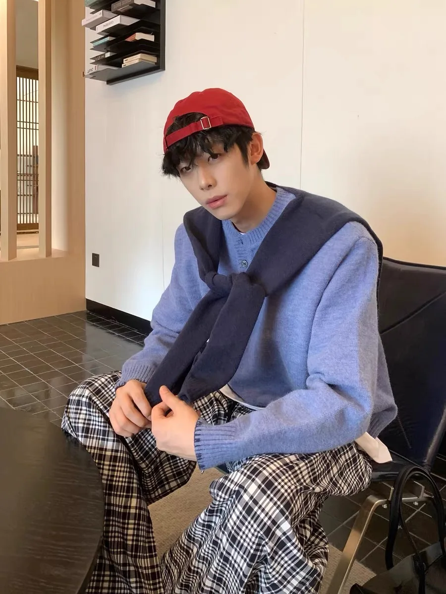 

Повседневный свободный зимний свитер, комплект из двух предметов для мужчин и женщин, теплая длинная свековая круглая одежда для пар Ne Color