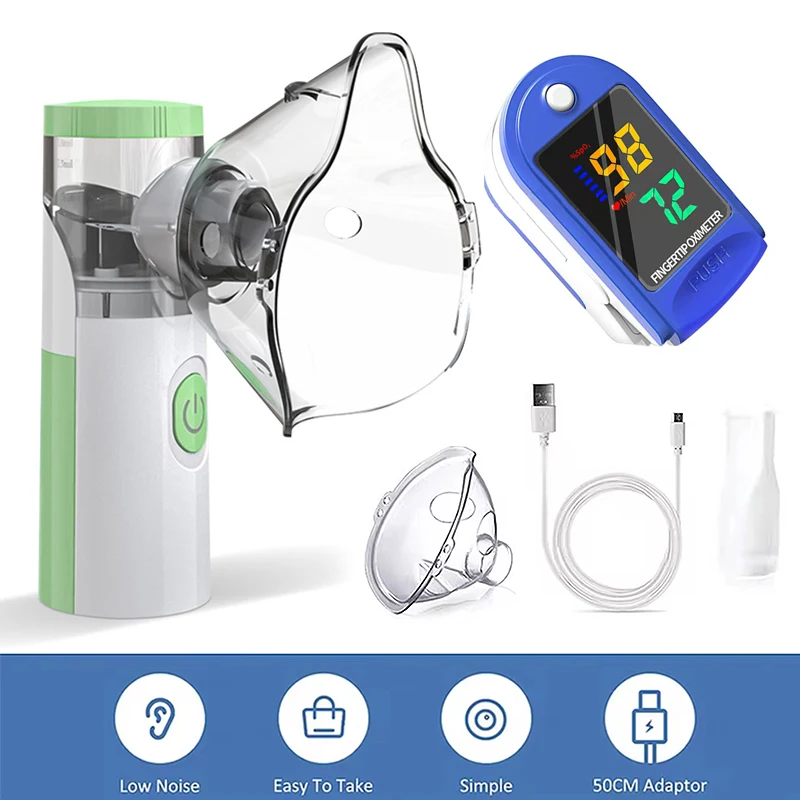 Nebulizador ultrasónico de grado médico, atomizador para bebés, niños y adultos, para la tos, el asma, oxímetro, mini nebulizador silencioso, inhalador portátil