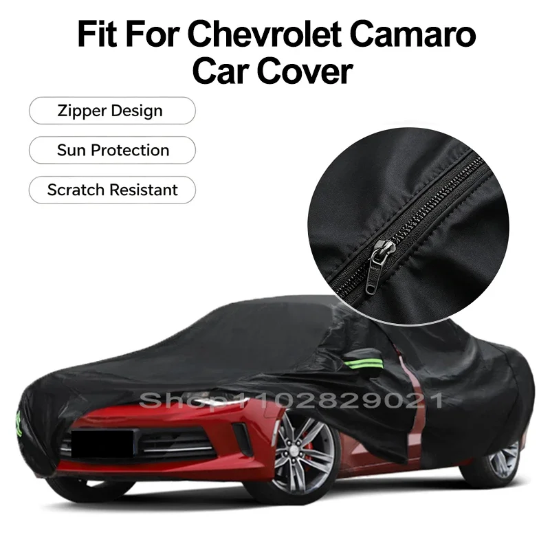 Zipper Door Waterproof Car Cover For Chevrolet Camaro  Windproof Dustproof UV Protection All Weather Auto Protector