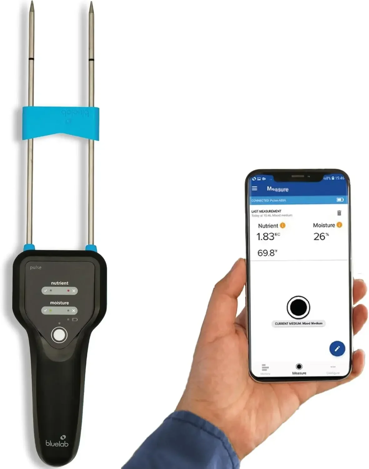 METPULSE Pulse Meter Water 3-in-1 Moisture/Nutrient (TDS)/Temperature Test Kit for Garden Soil, Coco, and Solution, Ester for Hy