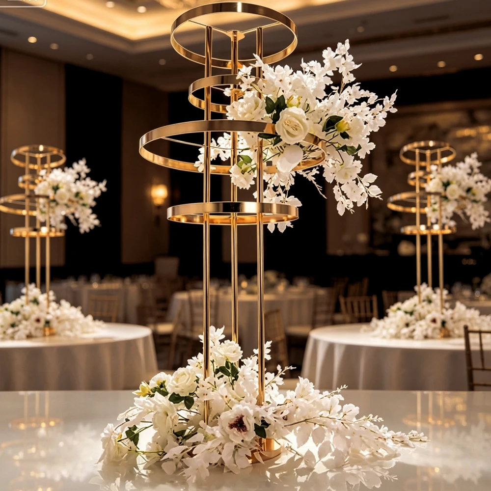 50inch 4pcs Wedding Hall Curved Stainless Steel Arch Stage Screen Background Frame table Flower stand for Bridal Party Decor