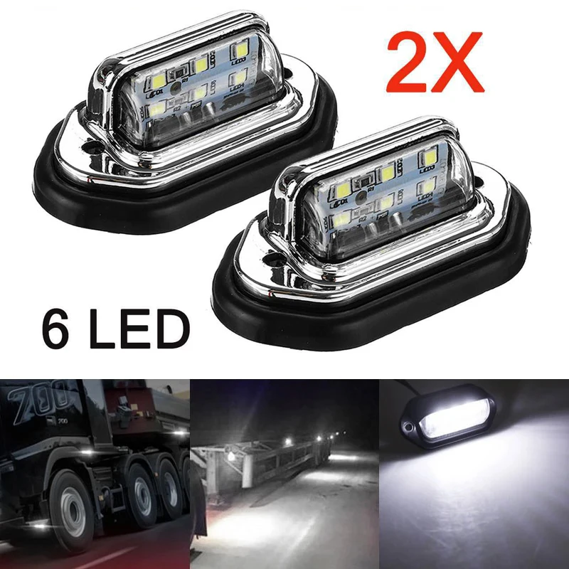 

2Pcs Car License Plate Lights 6 LED Universal Car Truck Bus Motorcycle Truck License Plate Light Safety Driving Lamp Light 12V