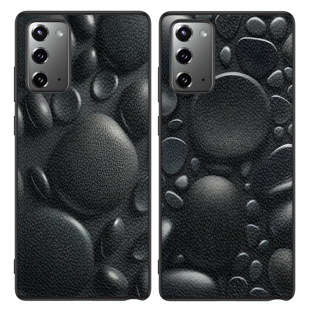 Back Leather Case for Samsung Galaxy A35 A40 A41 A42 A50S A51 A52S A53 A70S A71 A72 A73 5G A80 A90 A9S 2018 Black Stone Print