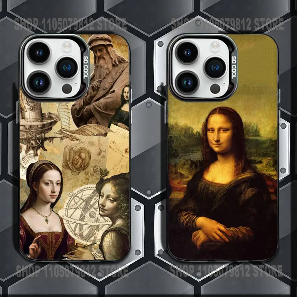 

L-Leonardo da Art Vinci Phone Case For iPhone 16,15,14,13,12,11,Mini,Pro,E,MAX Black Candy Matte Shockproof Cover