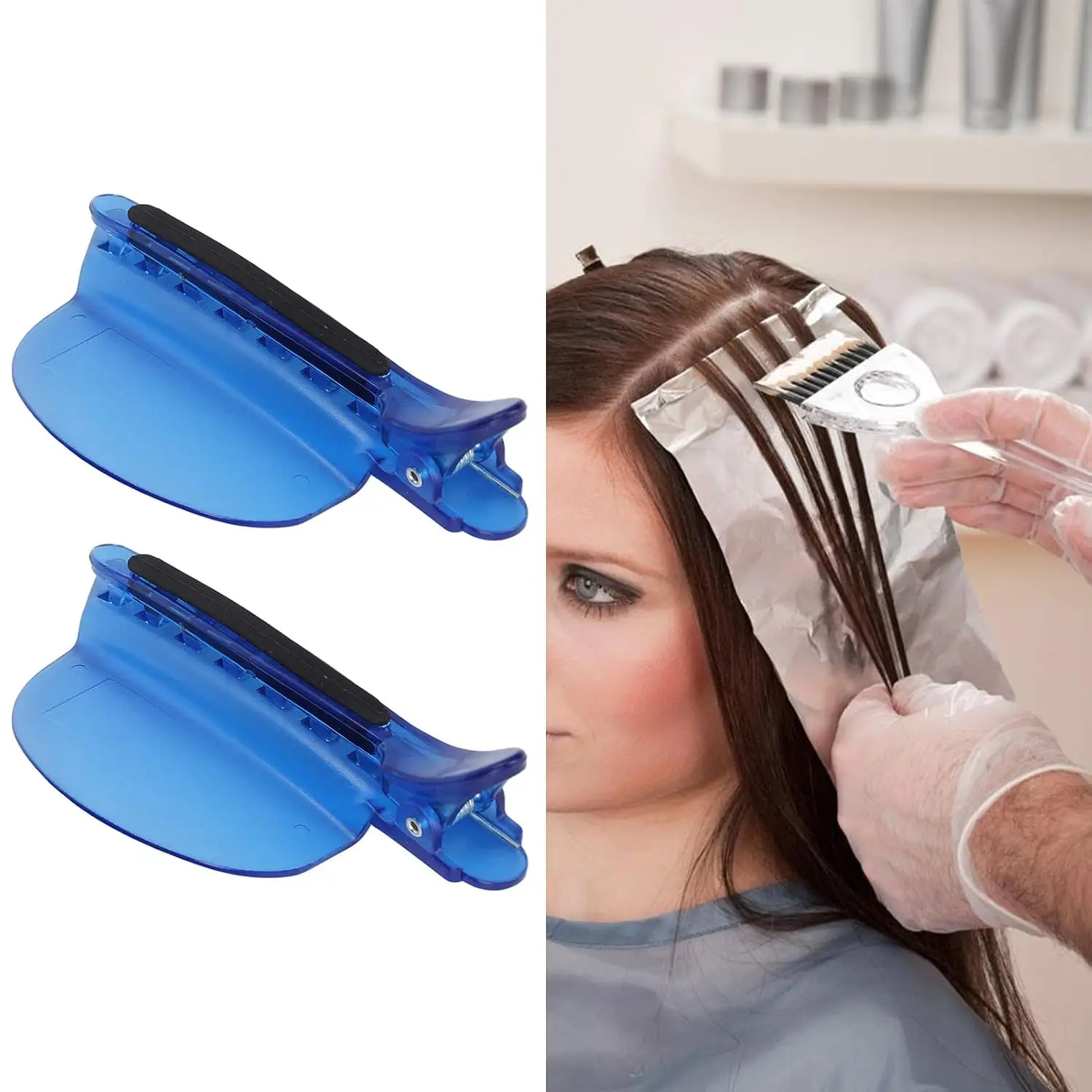 2PCS Sectioning Clips Heat Insulation Easy Speed Separator Clip Blue for Wig Extension Hair Highlighting