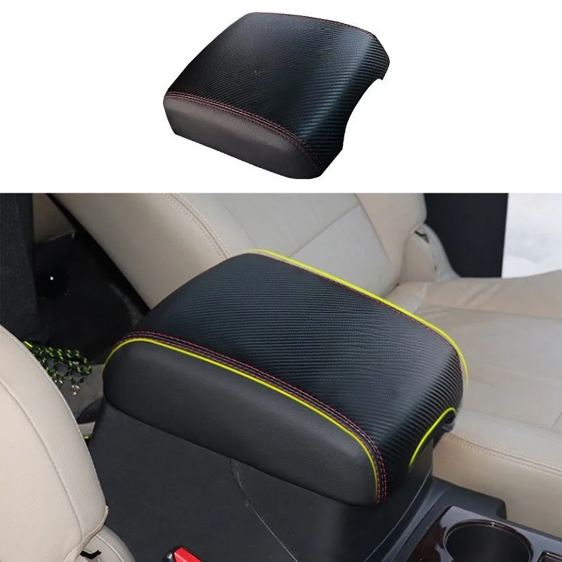 

For Mitsubishi Pajero Montero Carbon Fiber Armrest Console Storage Box Cover