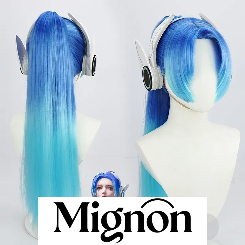 Peruka cosplay Rocket Girl 101 z PUBG Mobile z słuchawkami, prezent na Halloween