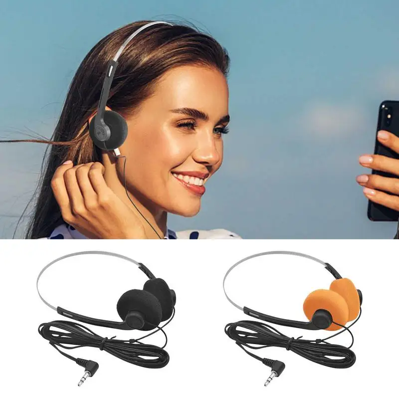 portable Retro feeling steel ring orange headphones hi-fi stereo ear pad headphones accessories for travel camping and business