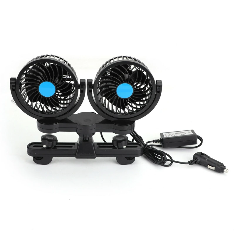 12V Car Dual Heads Fan Air Cooling Fan for Backseat Electric Auto Headrest 360° Rotatable Air Conditioner For Car