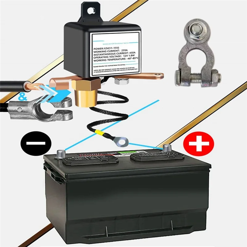 

12V 250A Universal Battery Switch Wireless Remote Control Disconnect Cut Off Isolator Switch Car Kill Switch 1 Remote
