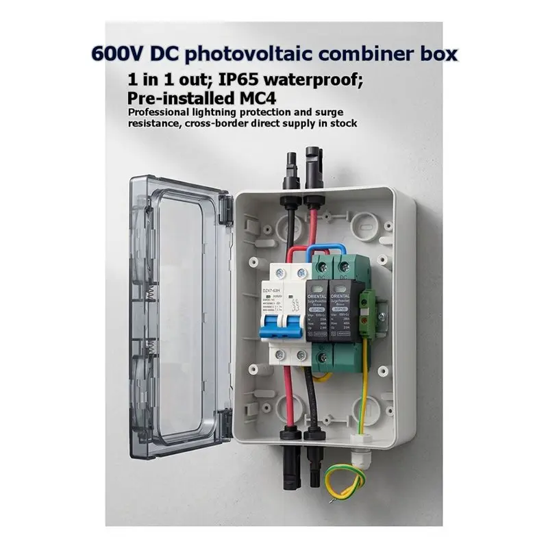 PORK-PV Combiner Box Solar DC600V Disconnect Switch With Lightnin Protection Economical 1 In 1 Out Distribution Box