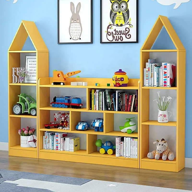 l Hot sale new style Children's toy wooden storage rack Simple wood storage book shelf Toy storage cabinet for kids