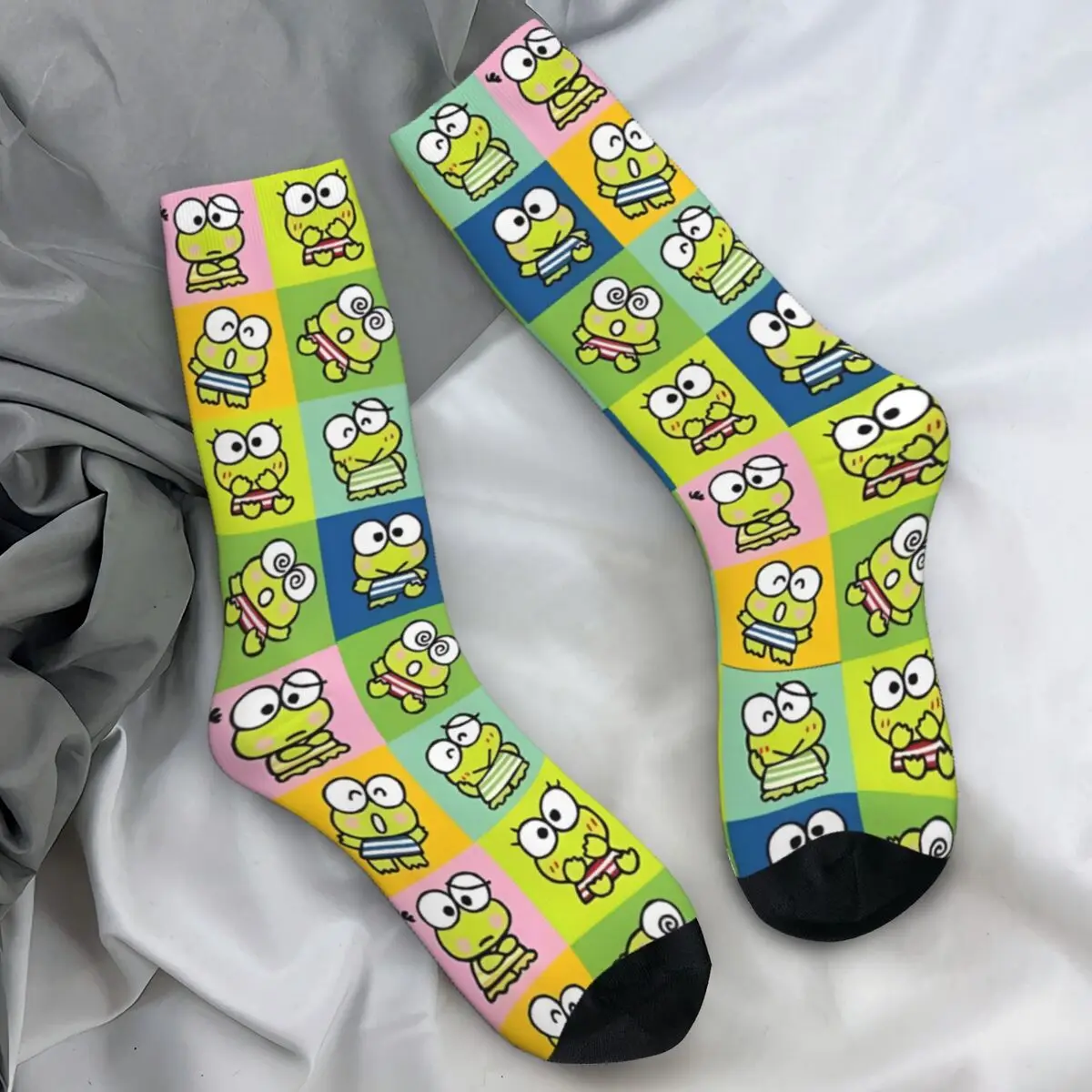 

Keroppi Big-Eyed Frog Socks Autumn Stockings Vintage Couple Quality Socks Printed Climbing Non Slip Socks