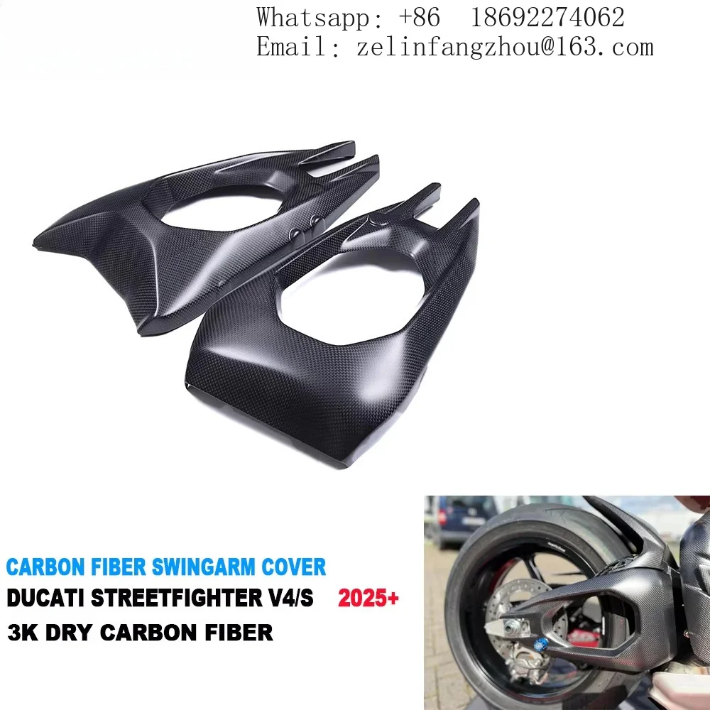 AKOSO Prepreg Dry Carbon Fiber Motorcycle Swingarm Cover for Ducati Streetfighter V4 V4S 2025 2026 Lightweight
