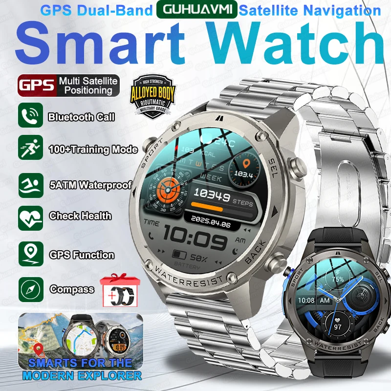 New GUHUAVMI Stratos 2 Ultra GPS Smart Watch Built-in Compass Barometric Altimeter Dual-band GNSS Voice Calling Smartwatch 5 ATM
