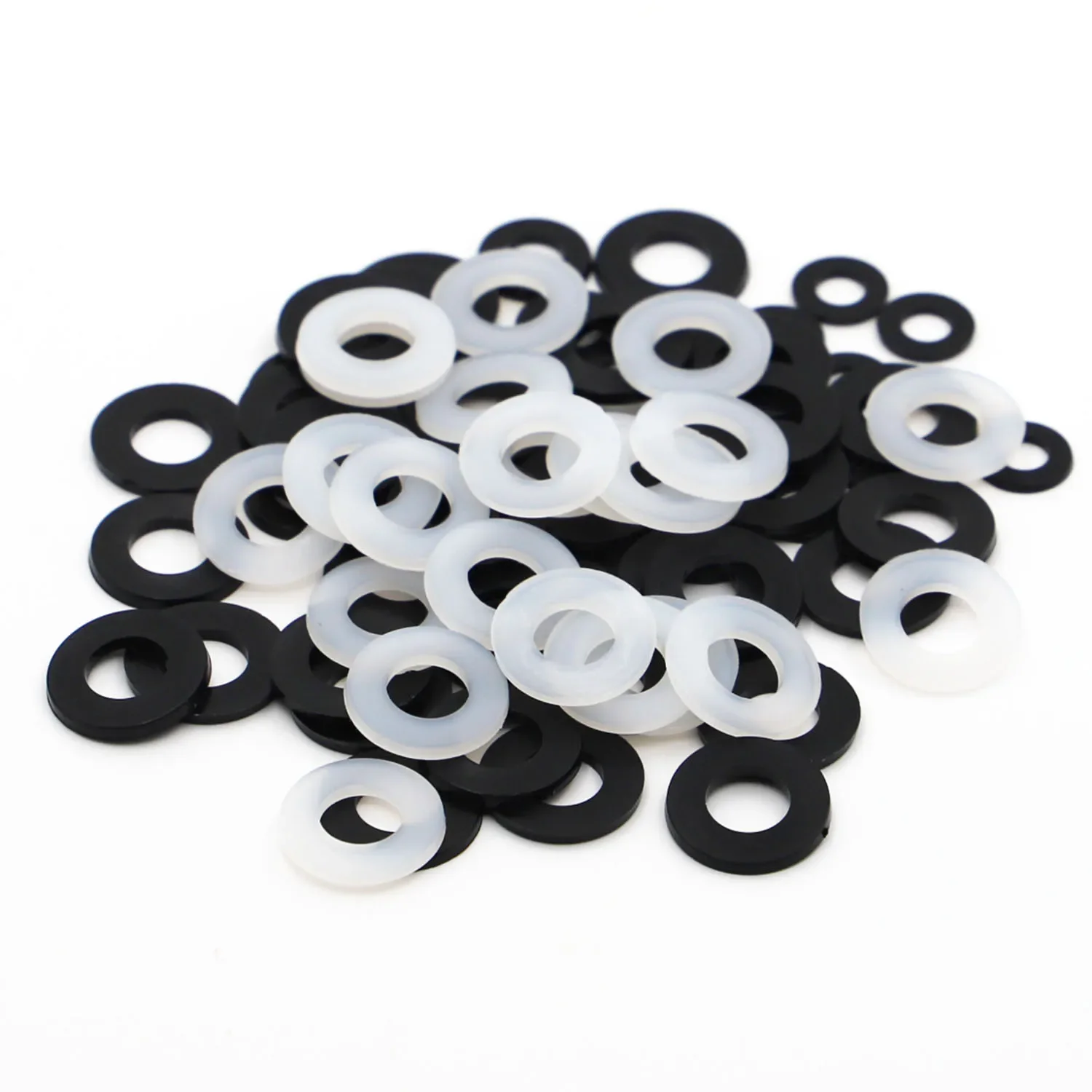 50/100 x M2 M2.5 M3 M4 M5 M6 M8 M10 M12 White Black Plastic Nylon Flat Washer Plane Spacer Insulation Gasket Ring For Screw Bolt