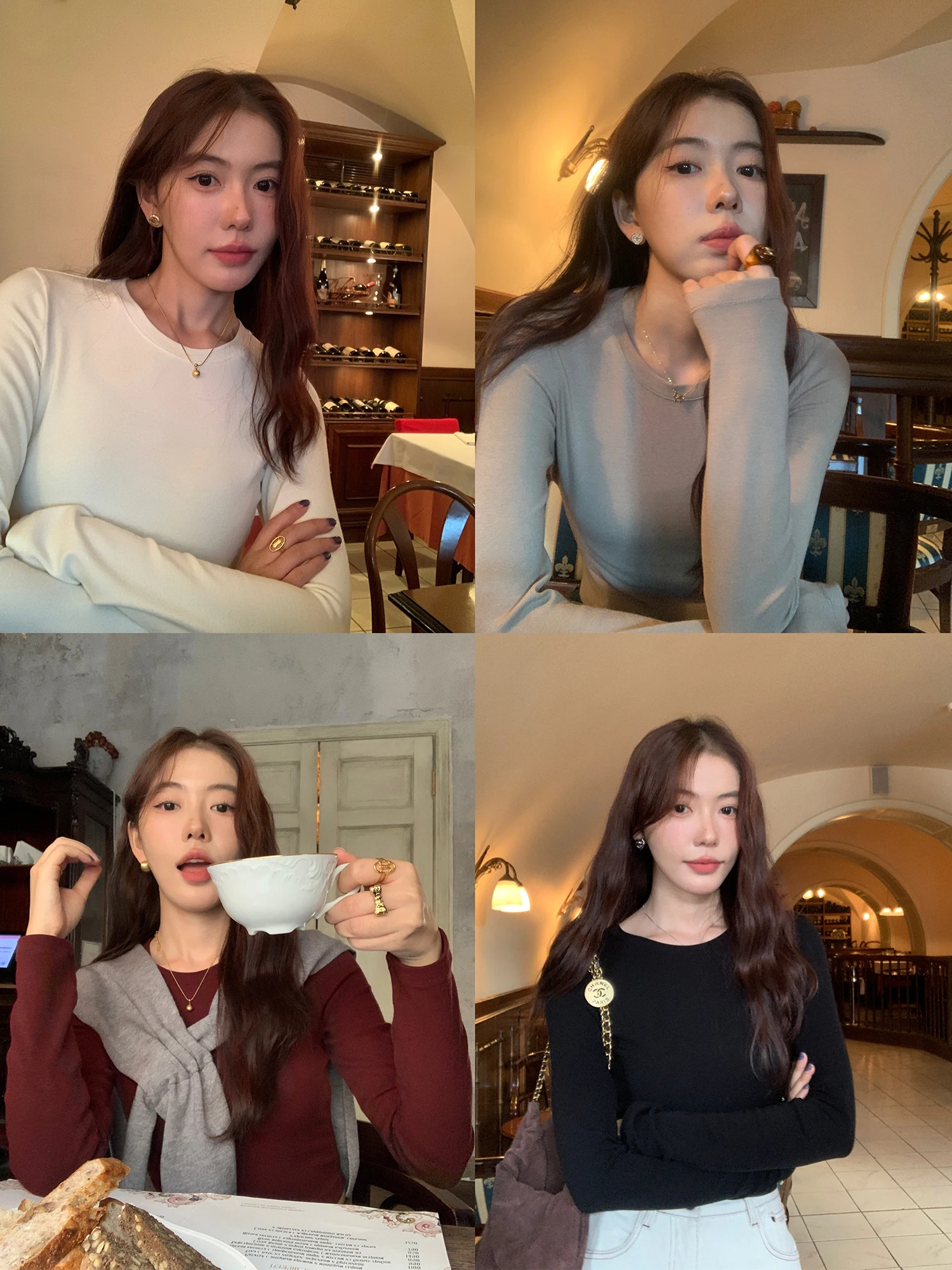 

Женская трикотажная футболка Pusumede ort Basic Long Sve Camere, облегающий повседневный зимний топ, круглый цвет Ne