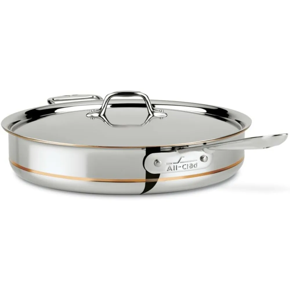 

All-Clad Copper Core 5-Ply Stainless Steel Sauté Pan with Steel Lid 6 Quart Induction Oven Broiler Safe 600F Pots and Pans