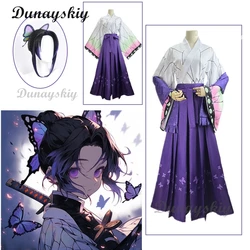 Anime Kimono Kochou Shinobu Cosplay Costume Suit Uniform Women Wig Adult Party Purple Suit
