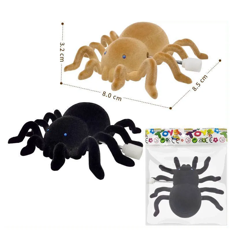 สมจริง Wind Up Flocking แมงมุมน่ากลัวของเล่นวันเอพริลฟูลส์ของเล่นเล่นตลกจําลองแมงมุมเด็กสนุก Interactive Clockwork ของเล่น