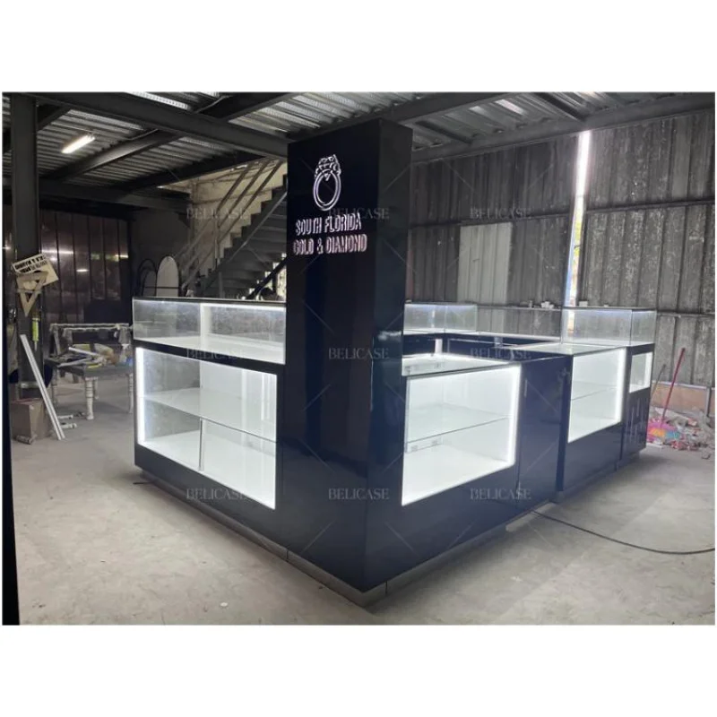 customized.Cheap Price Glass Counter Display Stands Cosmetics Make Up Store Mall Displays Custom Kiosk Shop