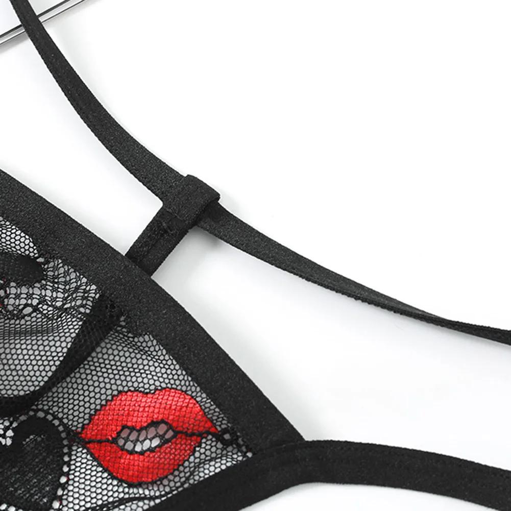 

Men Mesh Sexy Exotic Panties Breathable G-Strings Thongs Perspective Printed Underwear Sissy Pouch Mini Briefs