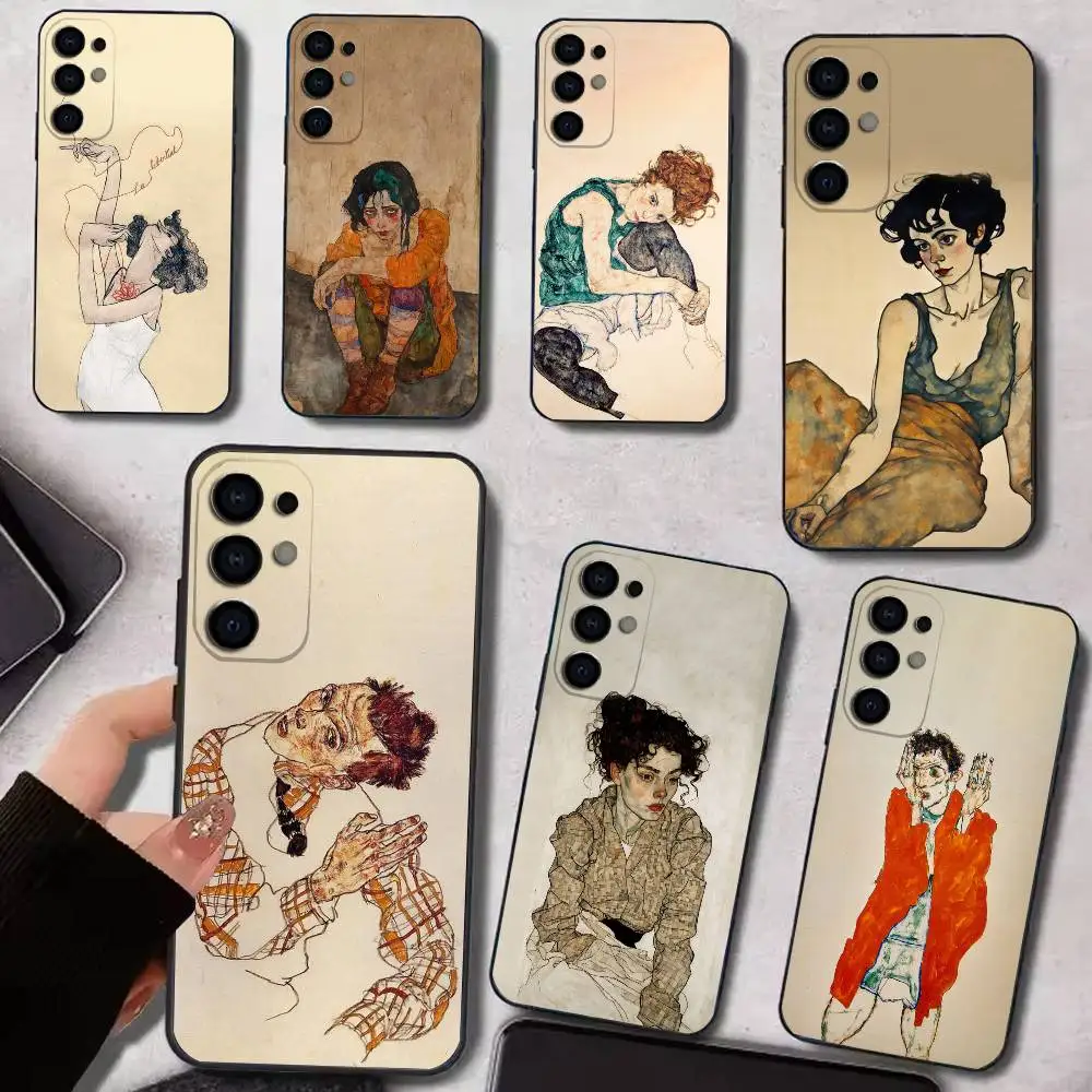 S-Schiele Painting Art   Phone Case Silicone Soft For Samsung S25,S24,S21,S22,S23,S30,Ultra,S20,Plus,Fe,Lite