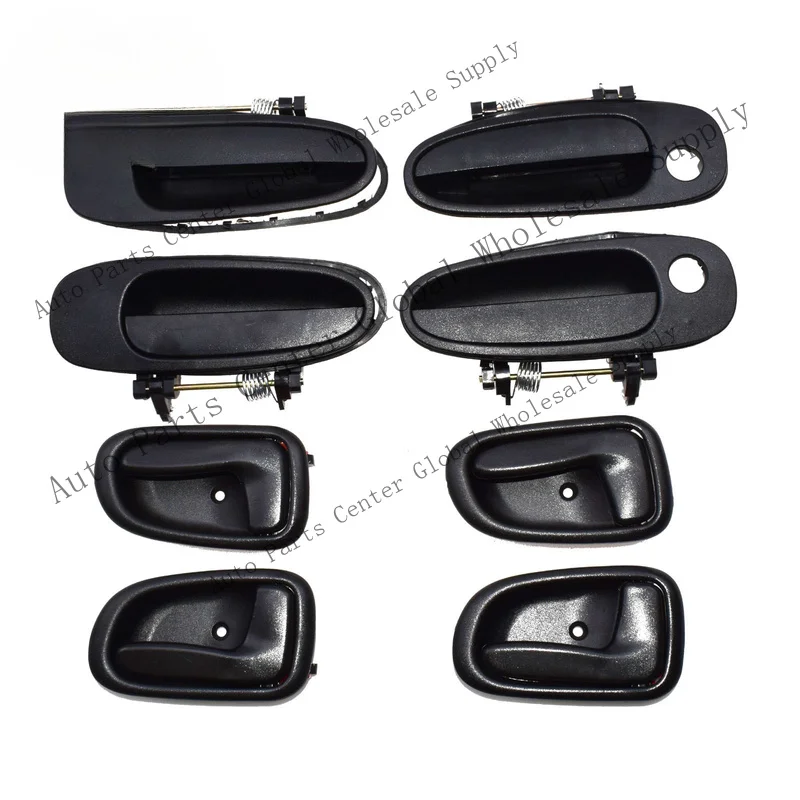 L+ 8Pcs Outside +Inside Door Handles Black For Toyota Corolla Geo Prizm 1993-1997