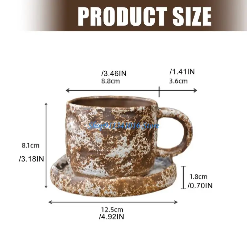 Ergonomic Handle Ceramic Drinking Cup Japanese Coffee Mug and Saucers Set