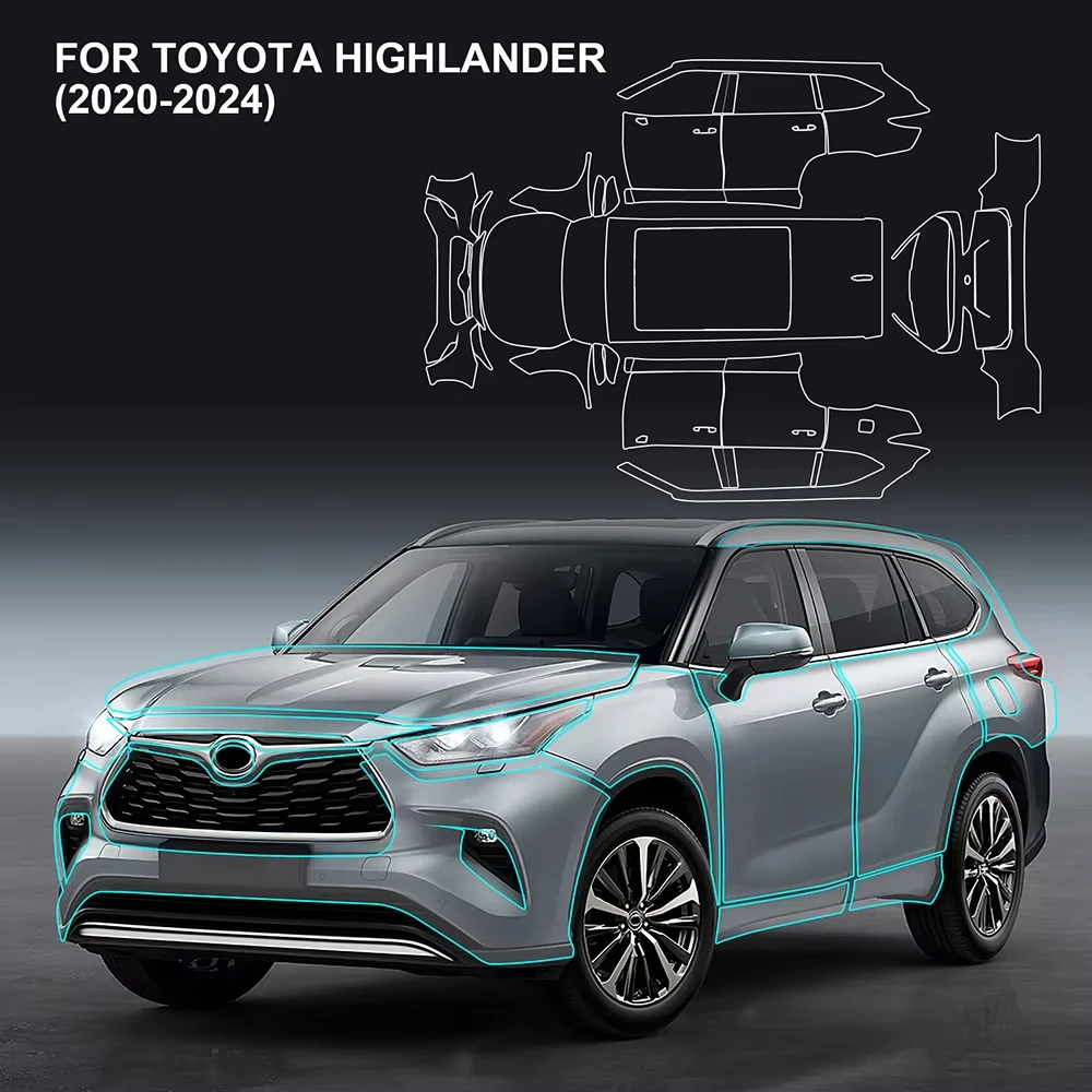 

9Mil TPU Scratch-resistant Car Paint Protection Film For Toyota Highlander 2020-2024 Car Body Transparent Bra Per-cut PPF Kit