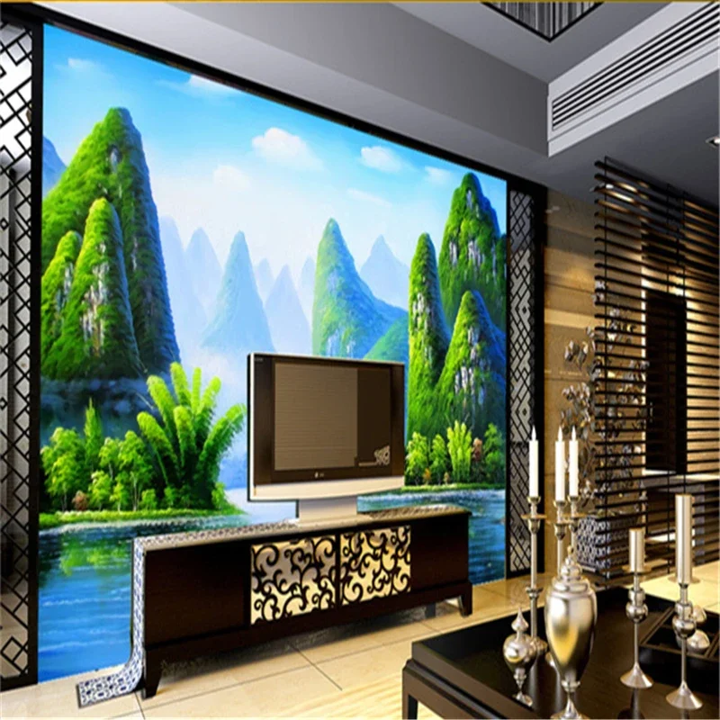 custom mountains landscape wallpaper papel de parede 3d natural scenery murals wallpaper for walls 3d TV backdrop wall paper