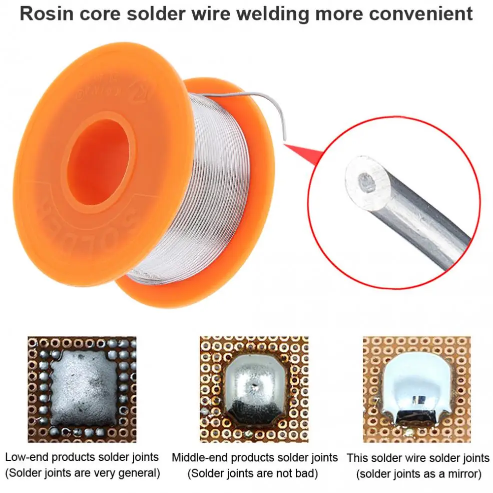 50/100g 0.5mm-2mm No-clean Rosin Core Solder Tin Wire Reel 63/37 CF-10  With 2% Flux And Low Melting Point For Electric DIY Weld