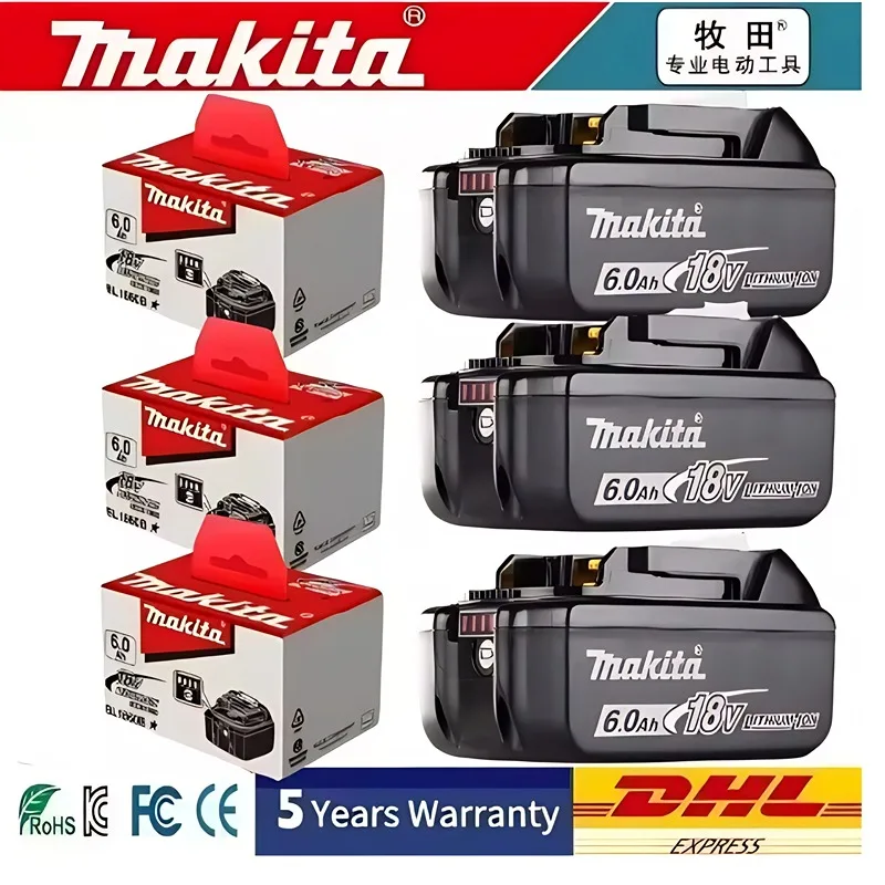 

100% original Makita 18V6.0Ah battery, Makita power tool LXT BL1860B-BL1830 battery, fast charging, ultra long battery life