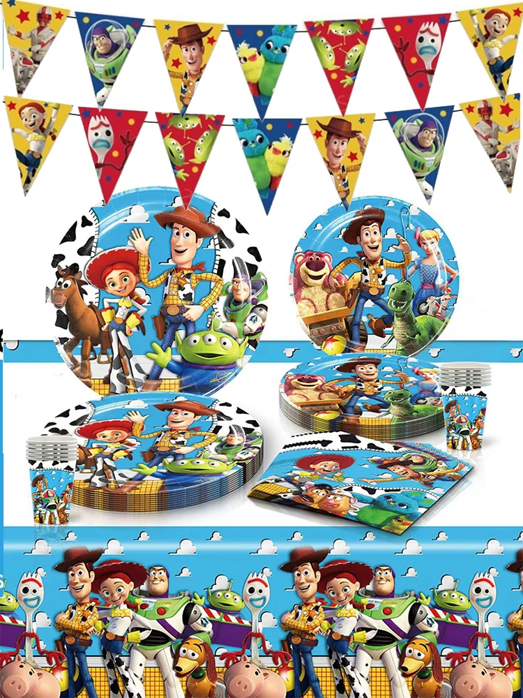 Geburtstagsparty-Dekorationsset Einweg-Tischgeschirr Teller Becher Tischdecke Ballon Geschenktüte Babyparty Kinder 1.-9. Geburtstag Partyzubehör