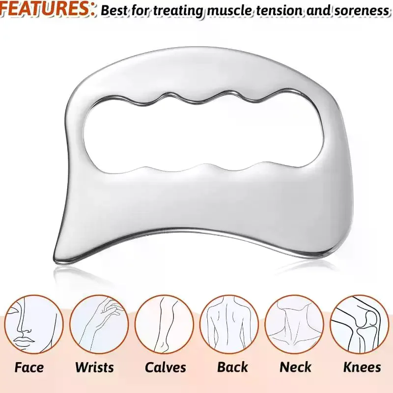 Stainless Steel Gua Sha Massage Tool Ergonomic Scraping Massager for Post Injury Recovery Muscle Strain Relief Easy to Use