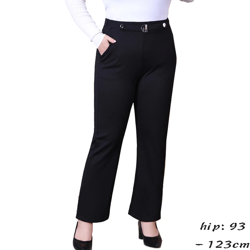 

High quality long pant for women big size elastic waist slim flare office trousers new spring 2024 clothing - black