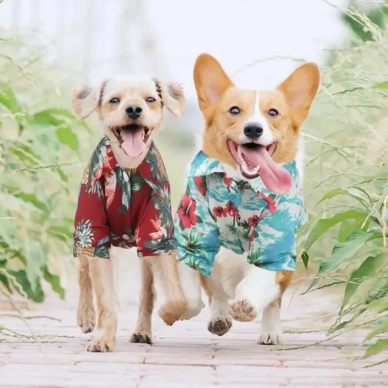 Hawaii Beach Casual Shirt for Pets, Big Dog, Puppy, Pineapple, Coconut Tree, Cat Clothing Supplies