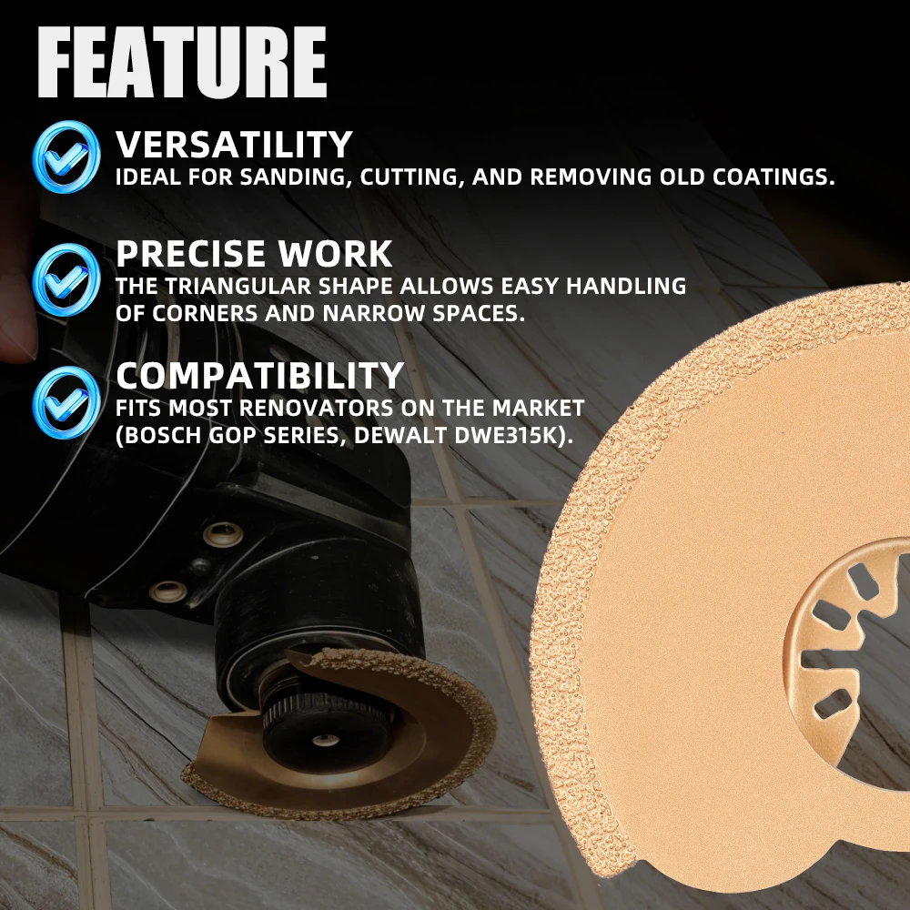 XCAN 1pc 87mm Oscillating Multi Tool Saw Blade Quick Change Half Circle Diamond Cutting Disc Multitool For Power Tools