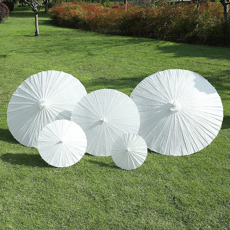Weiße Papier-Sonnenschirme Chinesische Ölpapier-Deko DIY-Malerei Bambus-Schirme Hochzeit Brautparty Foto-Requisiten – Detail 5
