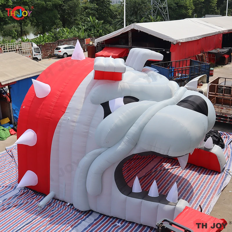 Gigantische Outdoor Opblaasbare Bulldog Tunnel Dier Mascotte Hoofd Ingang Kanaal Voetbalhelm Tent Voor Sportevenementen