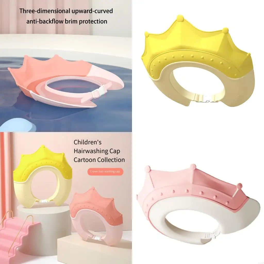 Kapelusz kąpielowy dla niemowląt wielokrotnego użytku z nausznikami. Zmywalny plastik. Regulowany rozmiar. Do mycia włosów