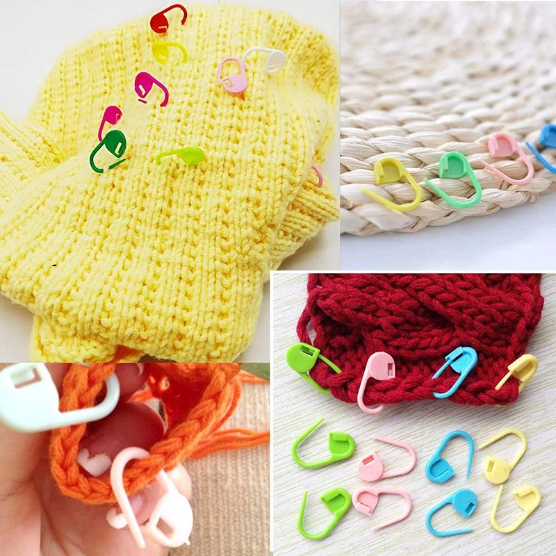 100/50Pcs Colorful Knitting Markers Crochet Clips Plastic Safety Pins For DIY Sewing Craft Stitch Counter Needle Clips