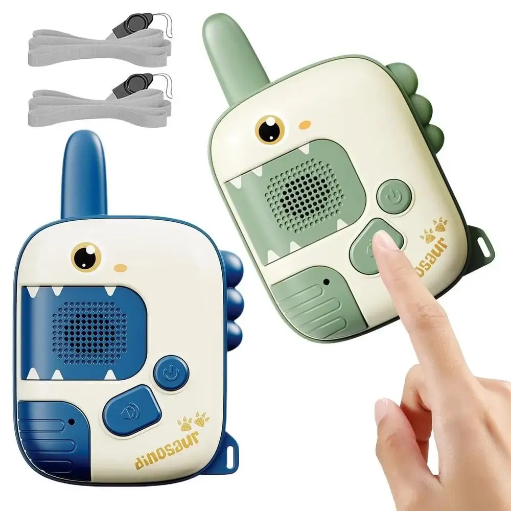1 Pair Lovely Dinosaur Walkie Talkies Long Range Wearable Lanyard Wireless Communication One Click Call