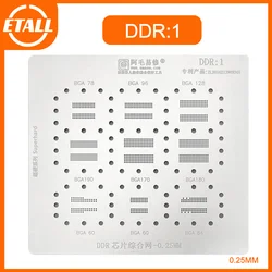 Stencil AMAOE BGA per DDR3/DDR4/DDR5/DDR6 BGA riscaldamento diretto modello Reballing spessore 0.25mm